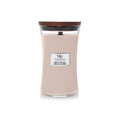 WoodWick Vanilla & Sea Salt Large sojawas geurkaars met knisperende houten lont voor open haard effect